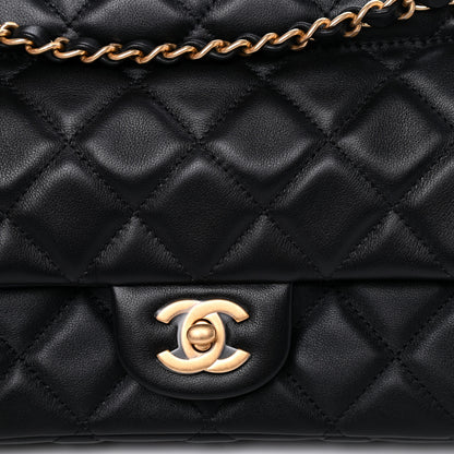 Chanel Calfskin Quilted Small Lady Handle Clutch With Chain Black 11 of 12