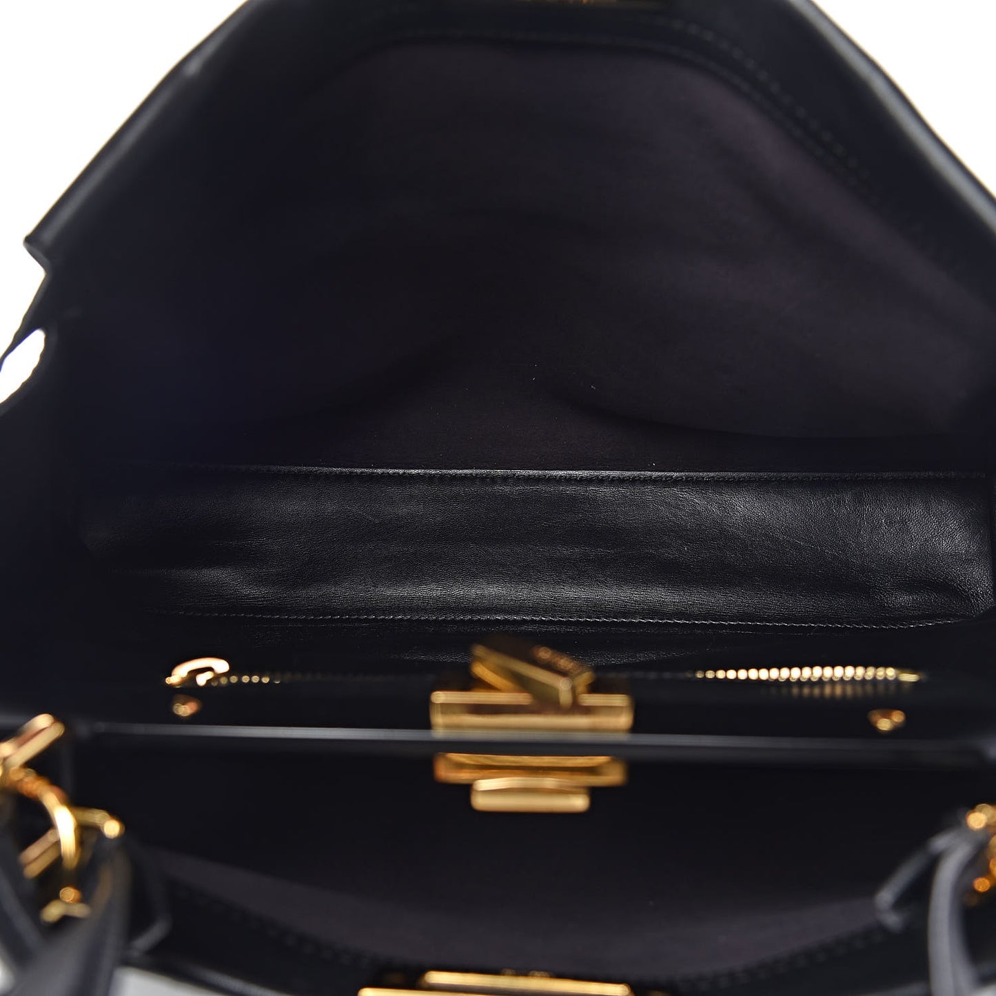 Vitello Seta Shiny Nappa Large Peekaboo Iconic Satchel Black