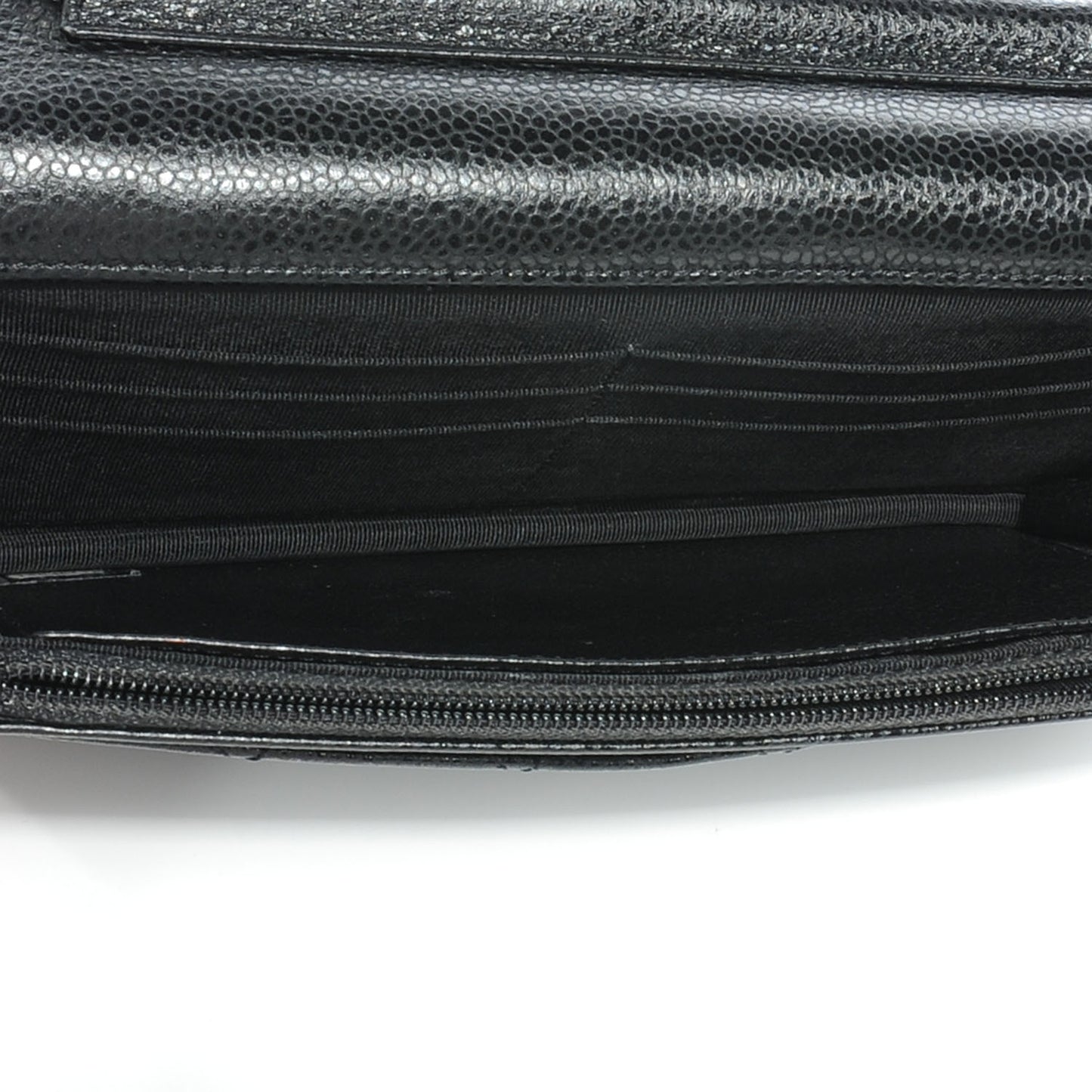 Caviar Quilted Wallet on Chain Black