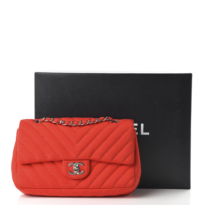 Chanel Jersey Chevron Quilted Medium Single Flap Red 11 of 12