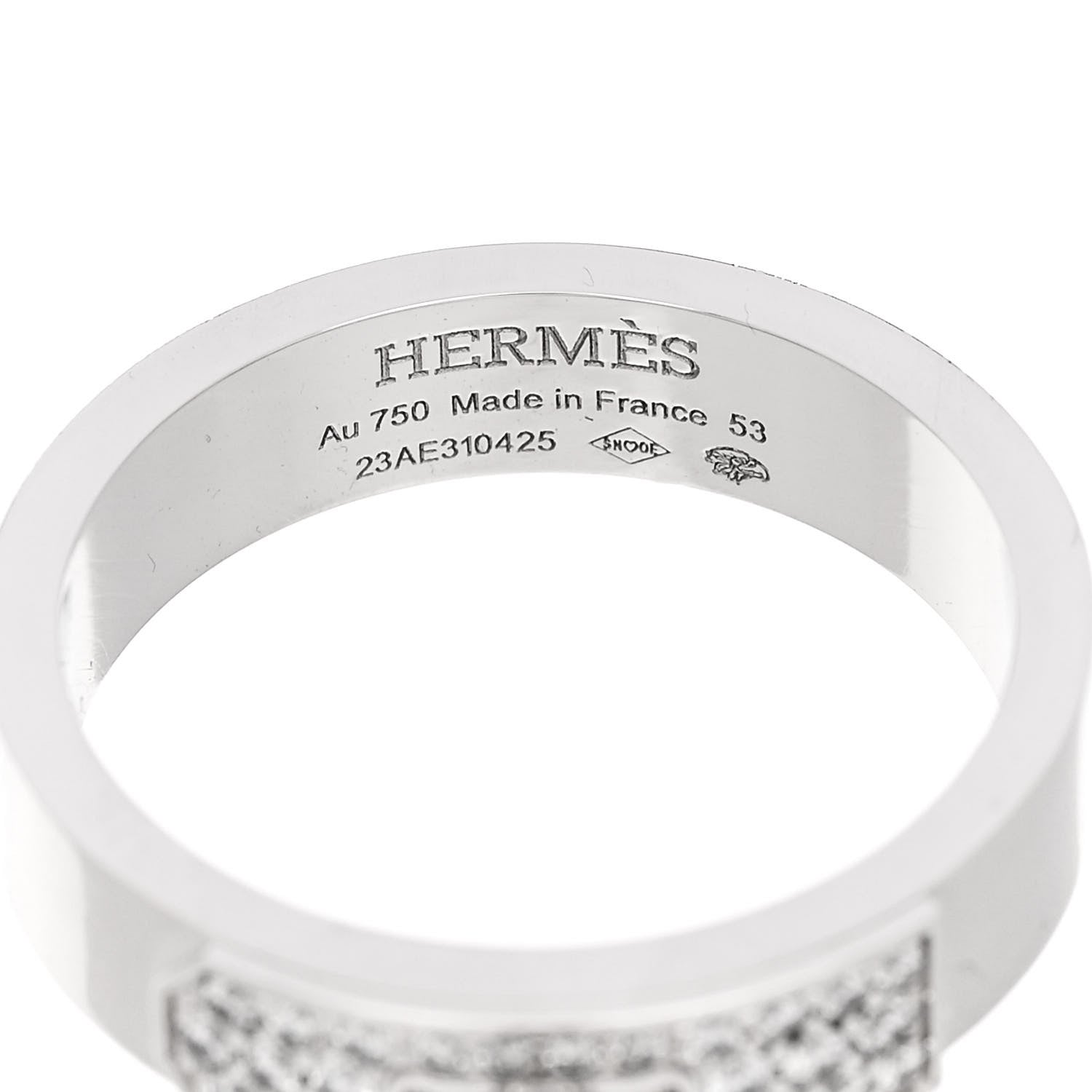 Hermes 18K White Gold Diamond Kelly Ring 53 6.25 4 of 5