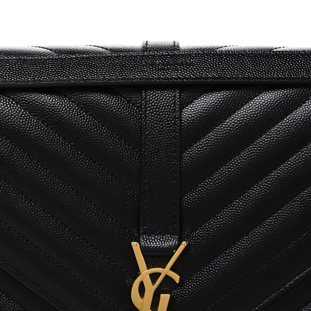 Saint Laurent Grain De Poudre Matelasse Chevron Large Monogram Satchel Black 8 of 10