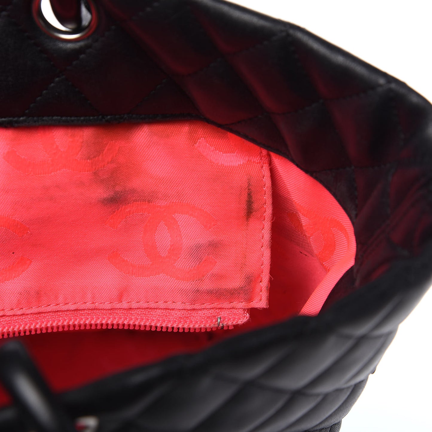 Calfskin Quilted Large Cambon Tote Black