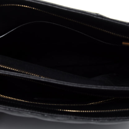 Saint Laurent Grain De Poudre Matelasse Chevron Medium Tribeca Shopping Bag Black 5 of 14