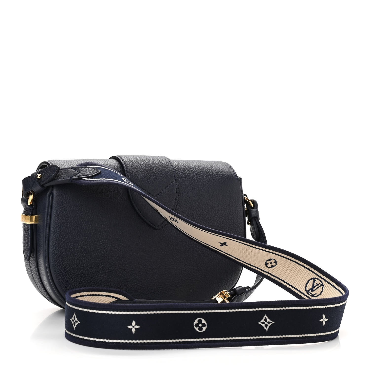 Louis Vuitton Grained Calfskin LV Pont 9 Soft MM Bleu Marine 2 of 9