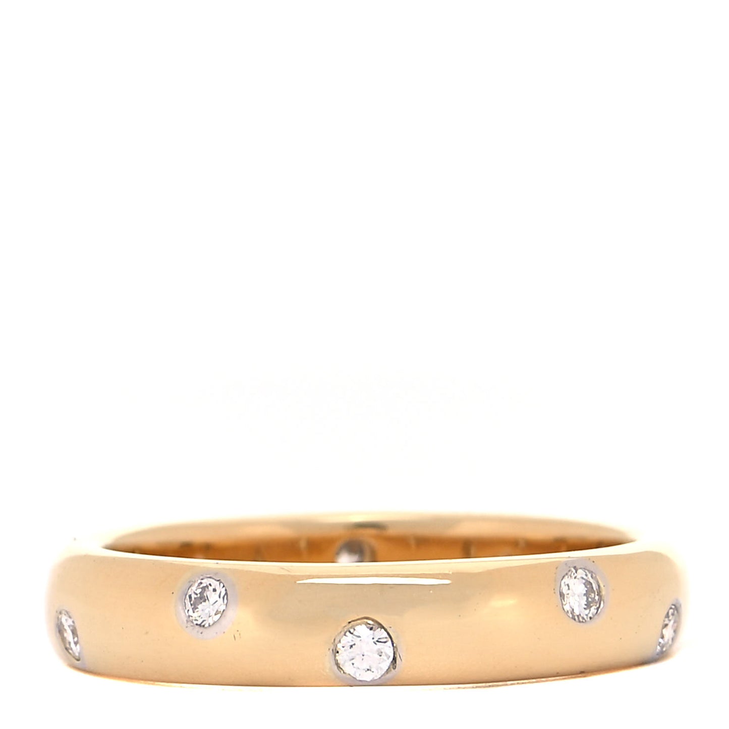18K Yellow Gold Platinum Diamond 4mm Etoile Band Ring 54 7