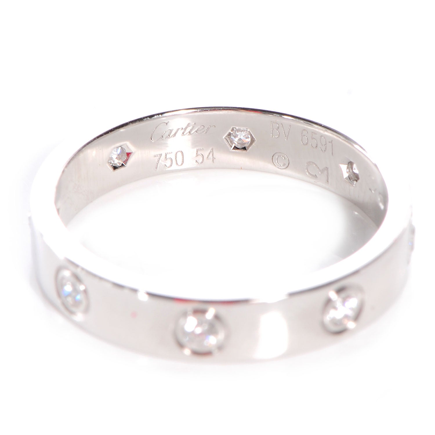 Cartier 18K White Gold 8 Diamond 4mm LOVE Wedding Band Ring 54 6.75 3 of 5