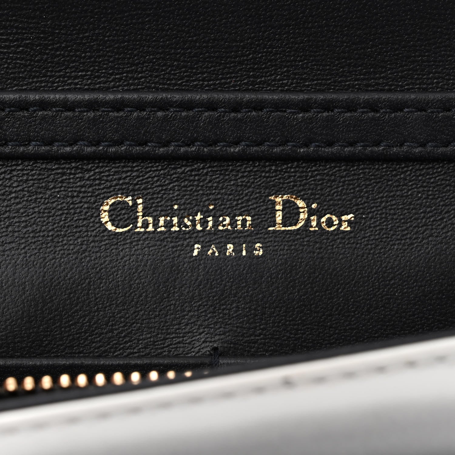 Christian Dior Patent Micro-Cannage Diorama Wallet on Chain Pouch Metallic White 6 of 11
