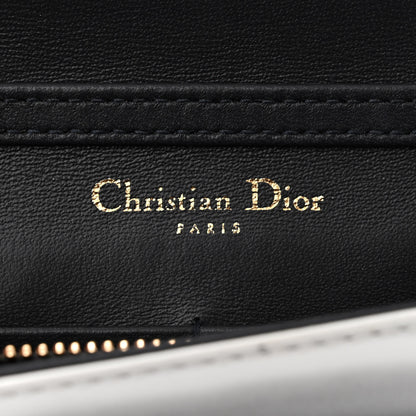 Christian Dior Patent Micro-Cannage Diorama Wallet on Chain Pouch Metallic White 6 of 11