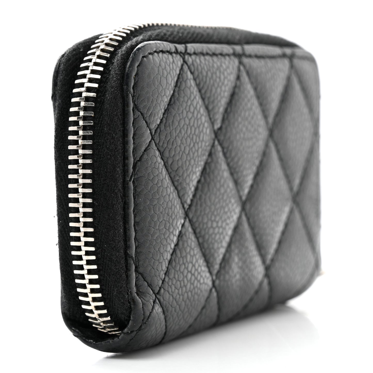 Caviar Quilted Zip Coin Purse Black
