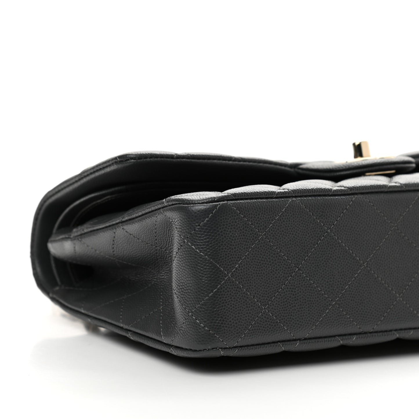 Caviar Quilted Medium Double Flap Dark Grey