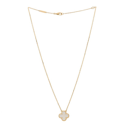 Van Cleef & Arpels 18K Yellow Gold Mother of Pearl Vintage Alhambra Pendant Necklace 3 of 4
