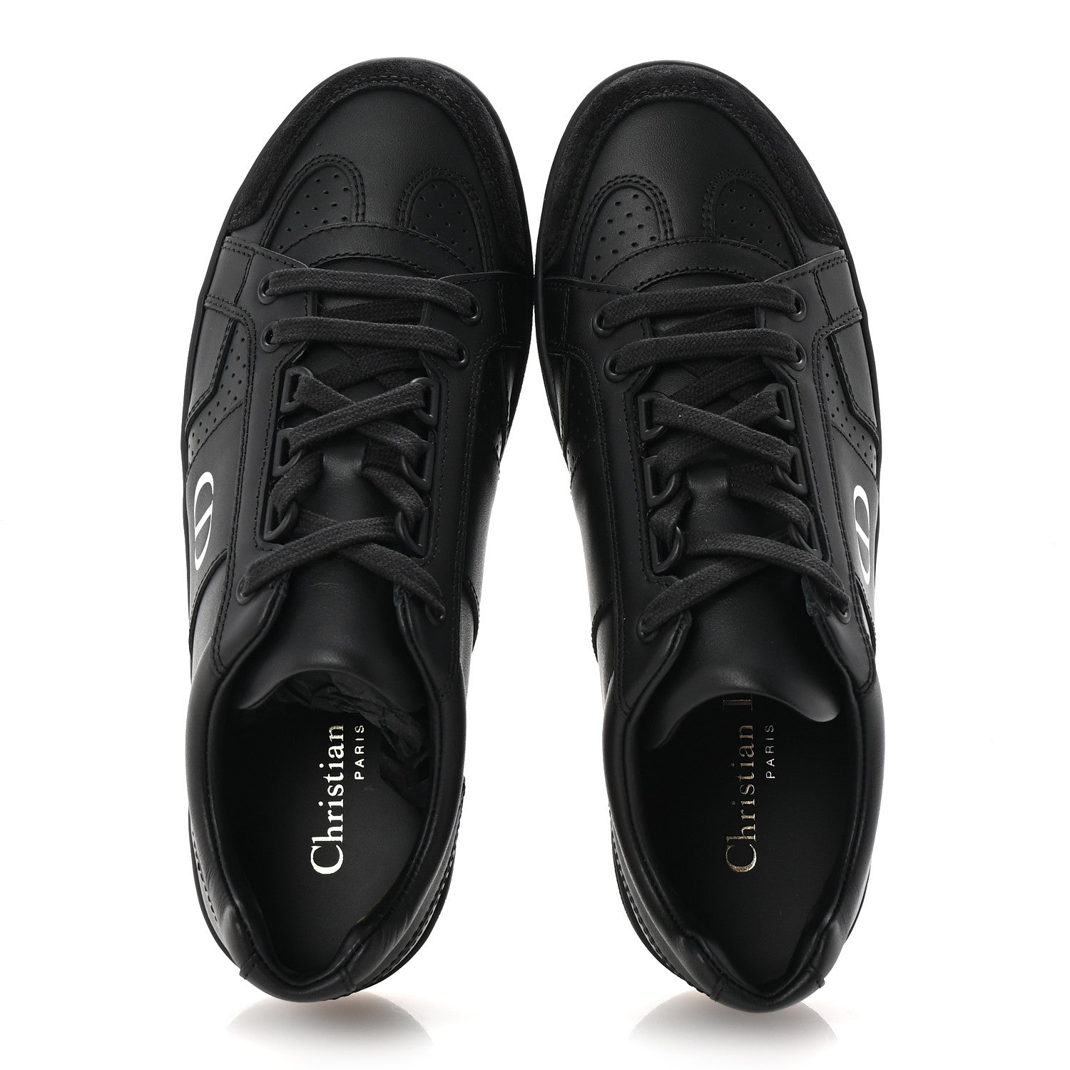 Christian Dior Calfskin Suede Logo Sneakers 36.5 Black 1694509