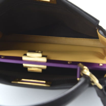 Fendi ENDI Vitello Seta Shiny Nappa Medium Peekaboo Iconic Satchel Dark Brown Purple 5 of 9