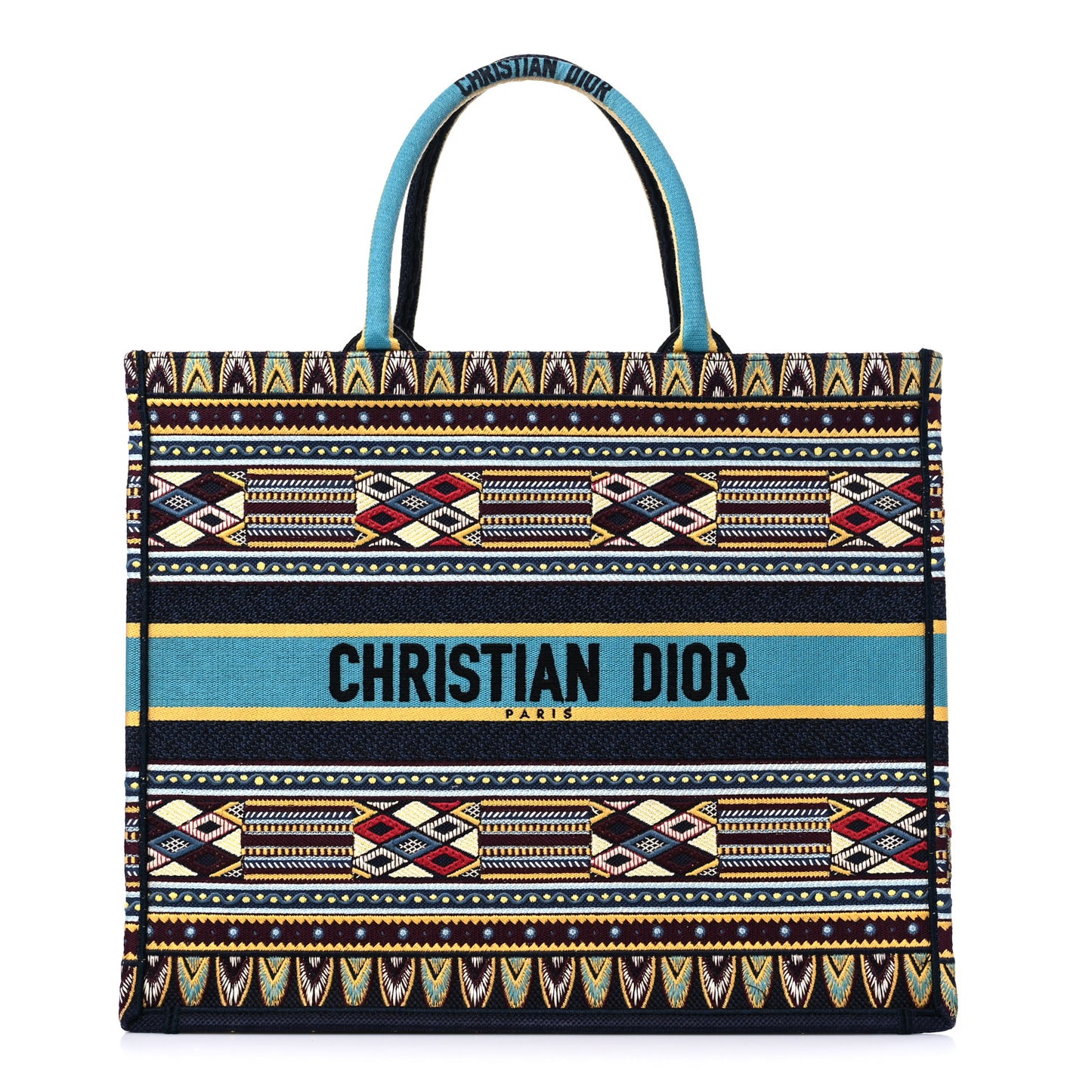 Canvas Embroidered Book Tote Blue Multicolor