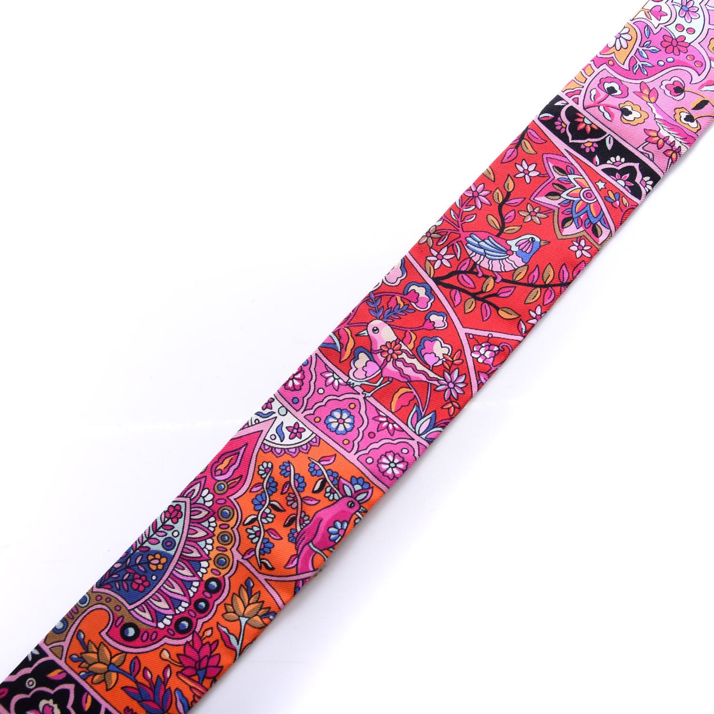 Silk Au Pays Des Oiseaux Fleurs Twilly Rose Vif Rouge Vert