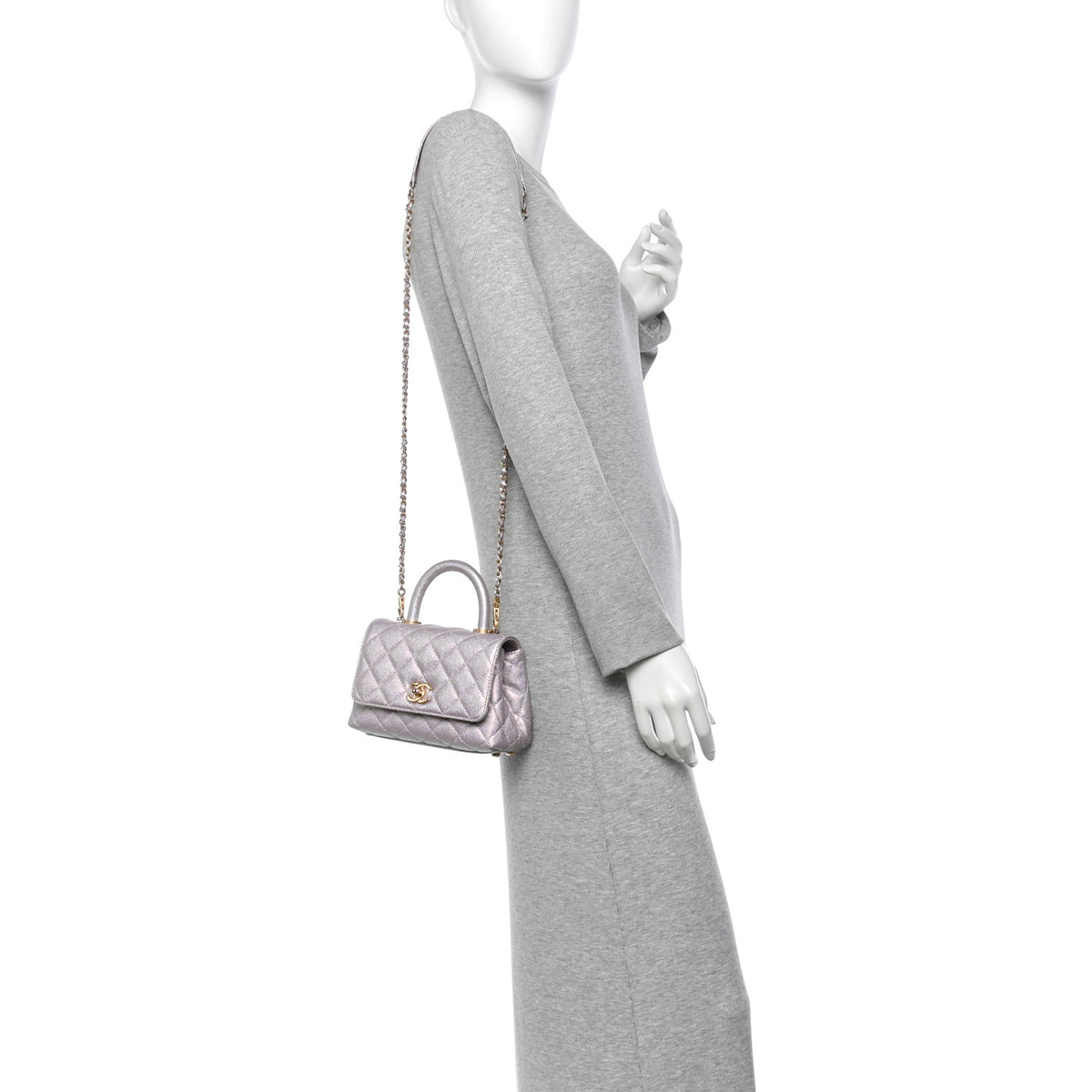 Metallic Caviar Quilted Extra Mini Coco Handle Flap Light Pink
