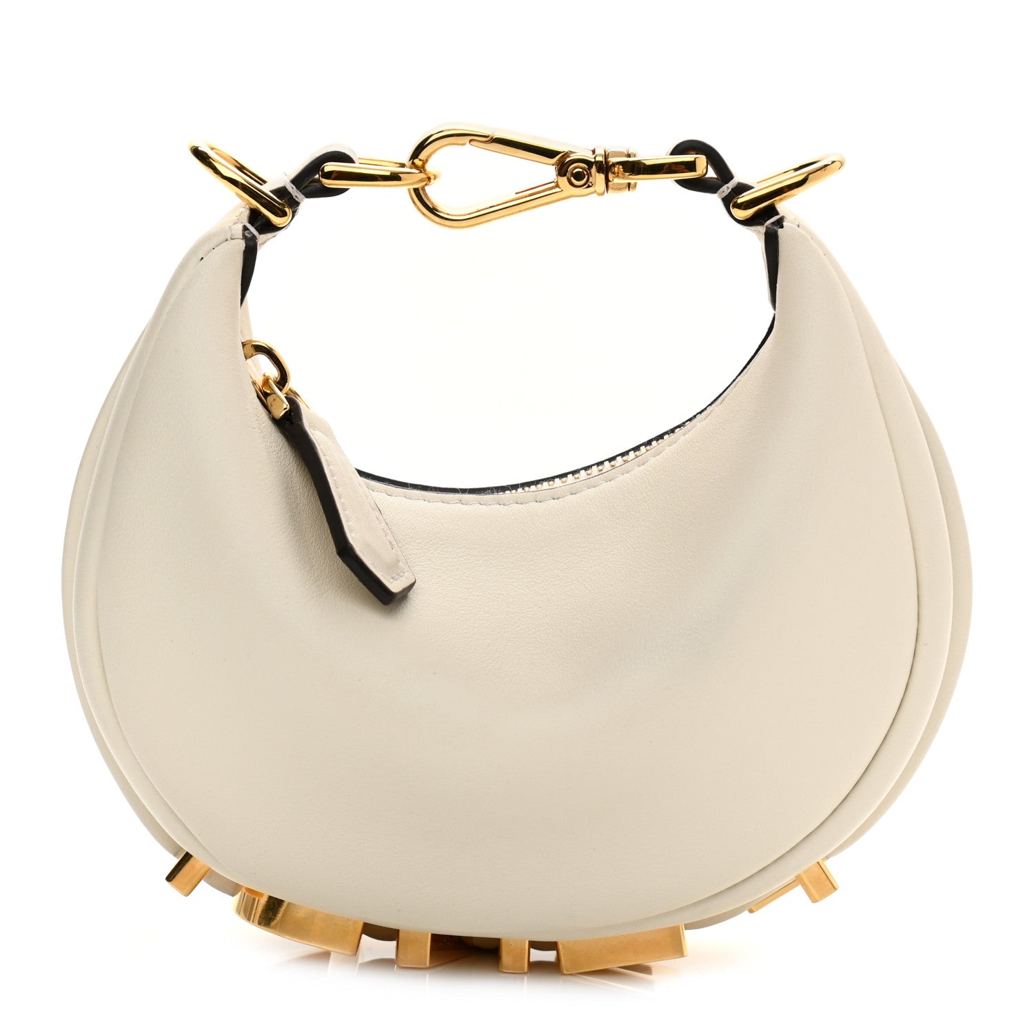 Fendi Vitello Grace Matte Nano Fendigraphy Hobo Charm White Ice 1 of 9