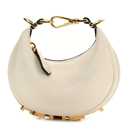 Fendi Vitello Grace Matte Nano Fendigraphy Hobo Charm White Ice 1 of 9