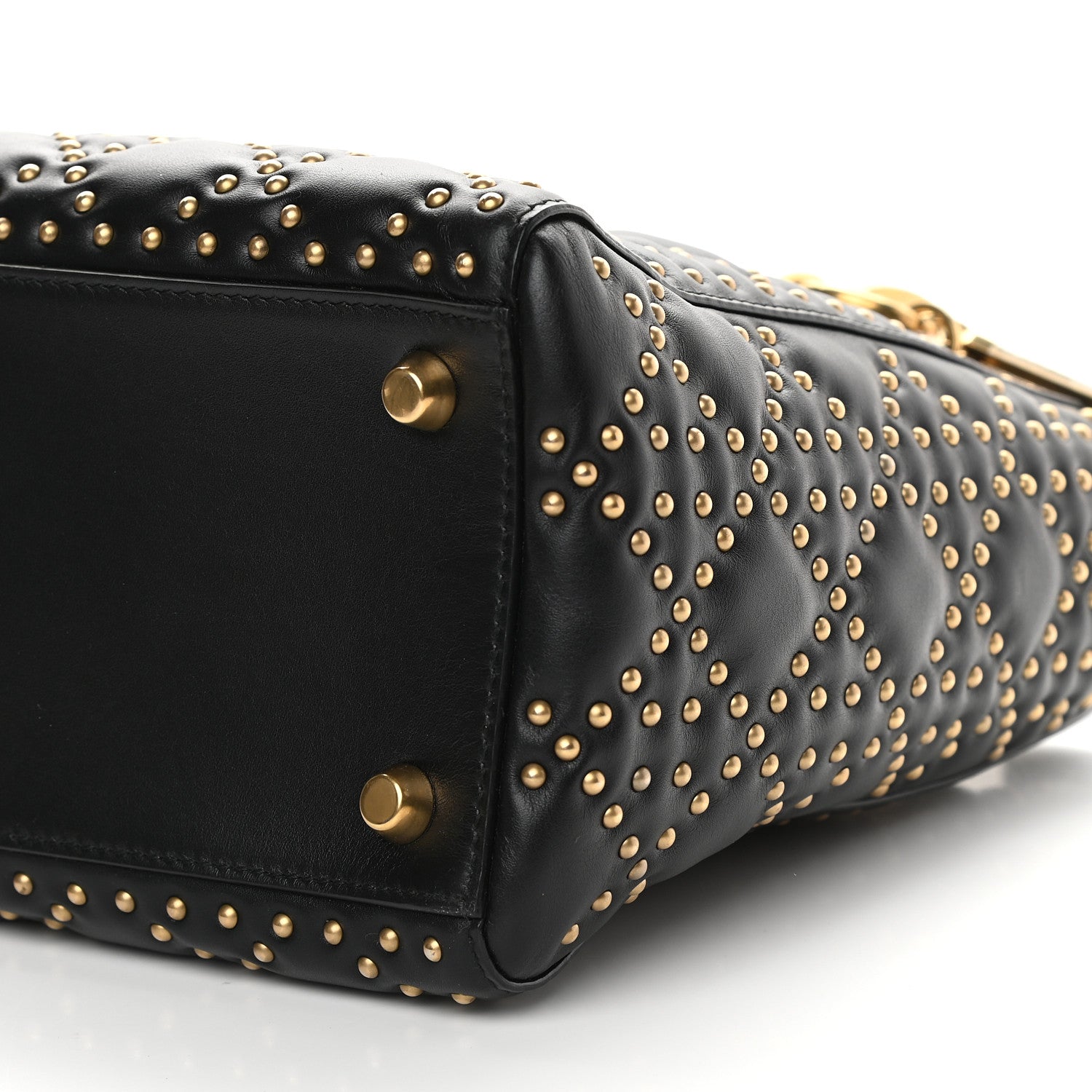 Christian Dior Calfskin Cannage Studded Medium Supple Lady Dior Black 9 of 9