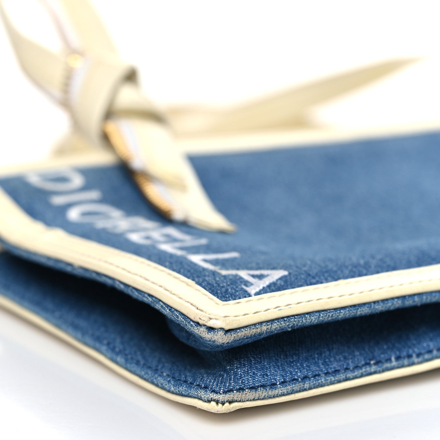 Christian Dior Denim Patent Diorella Rectangular Bag Blue 9 of 14