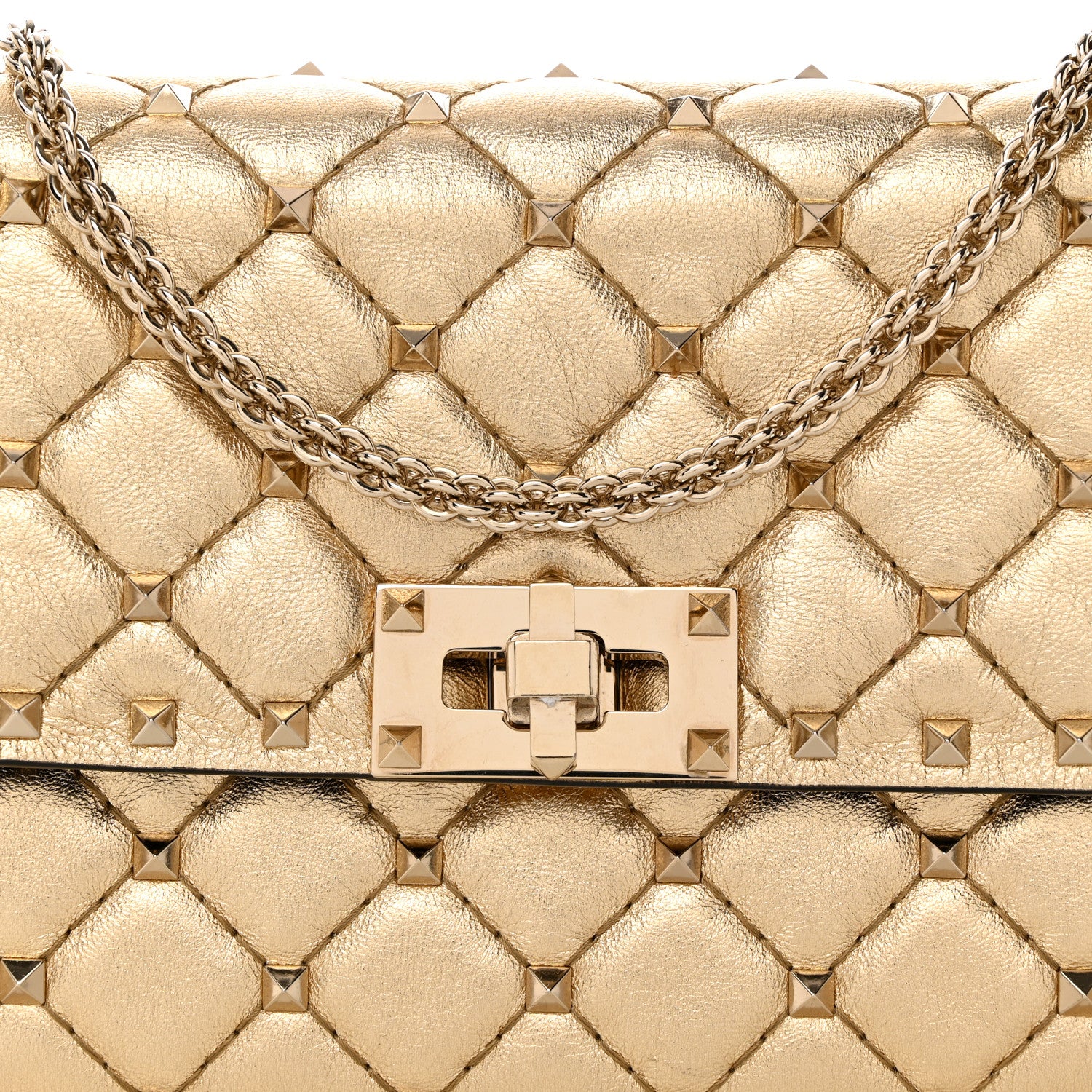 Valentino Garavani Metallic Nappa Rockstud Spike Wallet on Chain 7 of 10