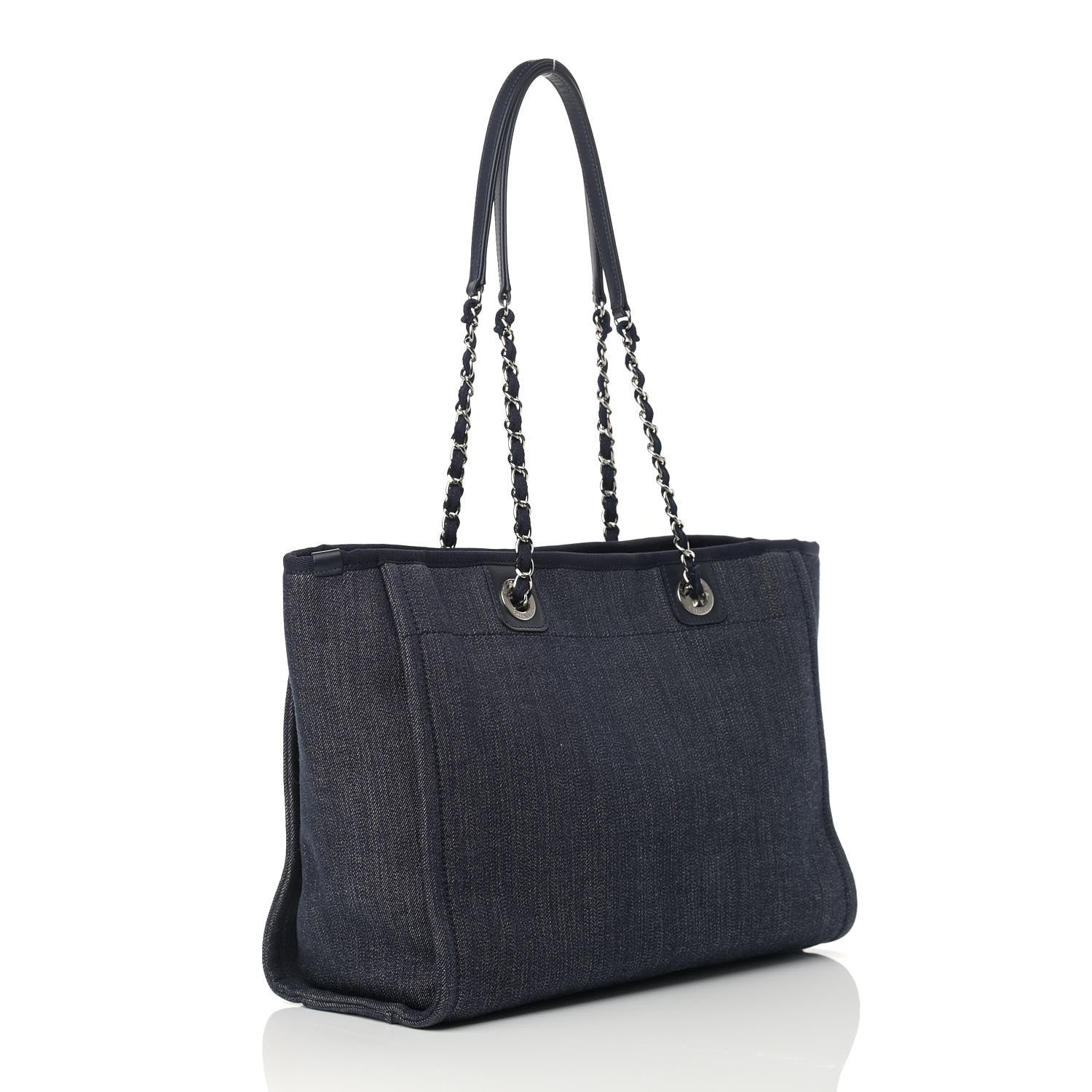 Chanel Denim Small Deauville Tote Blue Orange 3 of 9