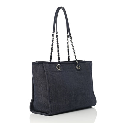 Chanel Denim Small Deauville Tote Blue Orange 3 of 9