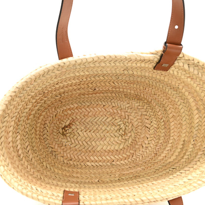 Loewe Raffia Small Basket Tote Bag Natural Tan Navy 5 of 7