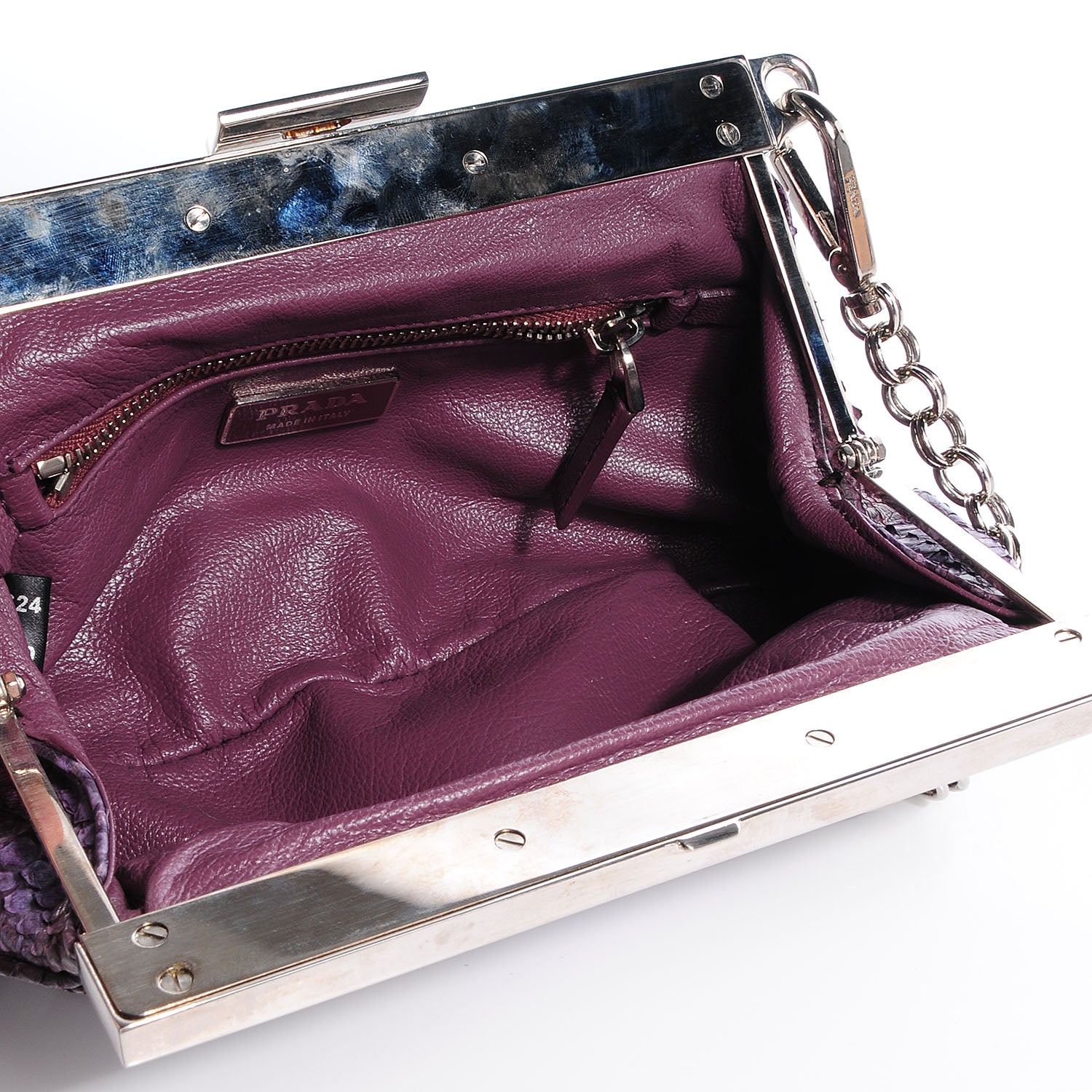 Prada Python Lizard Frame Clutch Bag Purple 5 of 9