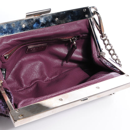 Prada Python Lizard Frame Clutch Bag Purple 5 of 9