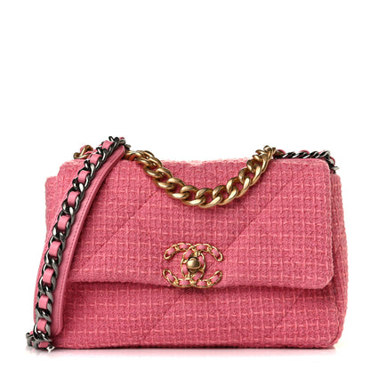 Chanel Metallic Tweed Quilted Medium Chanel 19 Flap Pink 1 of 6