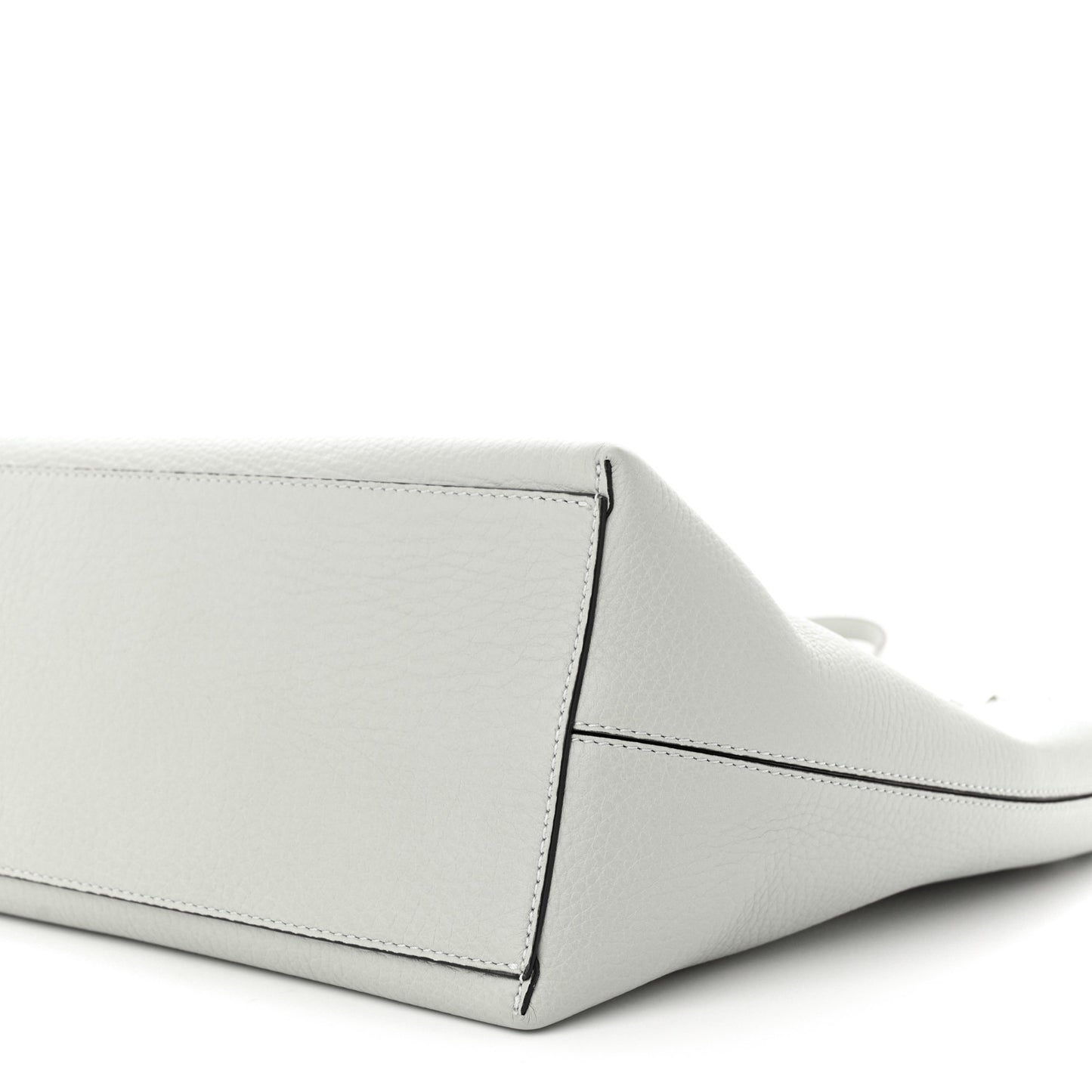 Grained Calfskin Rockstud Shoulder Tote Pastel Grey