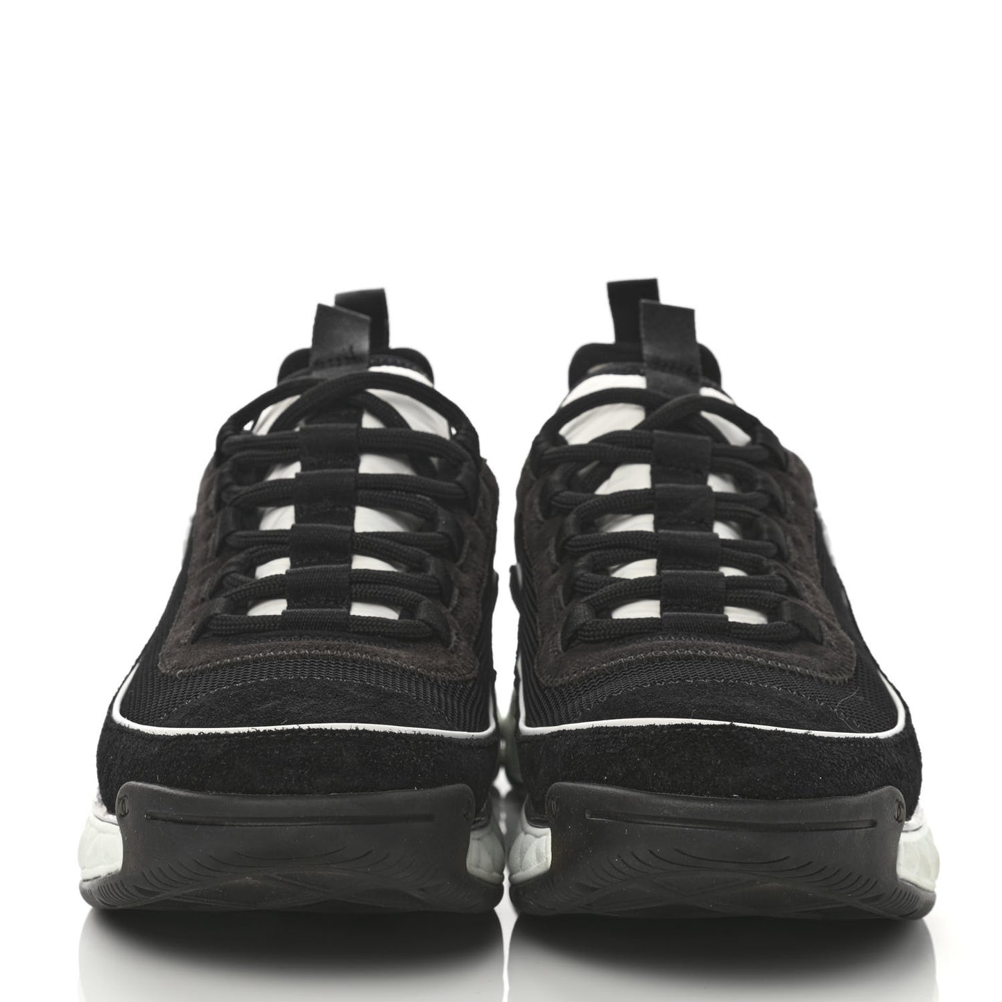 Velvet Calfskin Mixed Fibers CC Sneakers 41 Black