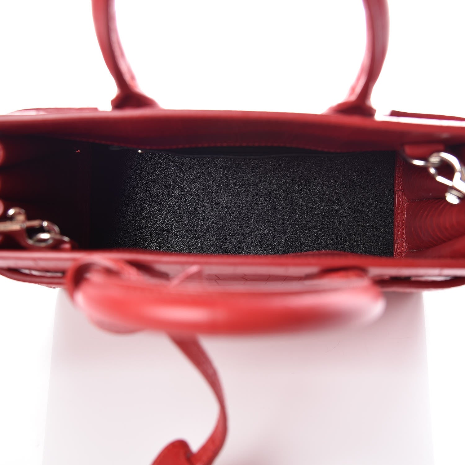 Saint Laurent Calfskin Crocodile Embossed Nano Sac De Jour Dark Red 7 of 10