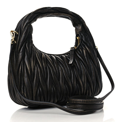 Miu Miu Nappa Matelasse Mini Wander Hobo Sabbia Caffe 2 of 6