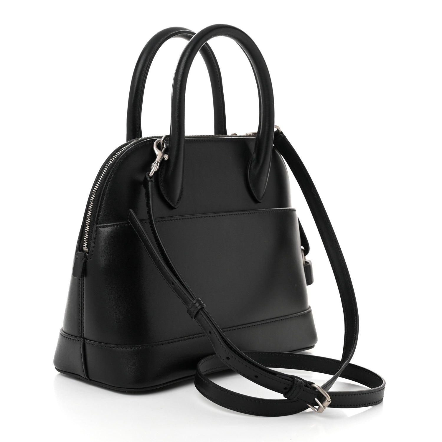 Balenciaga Calfskin Lipstick Logo S Ville Top Handle Bag Black