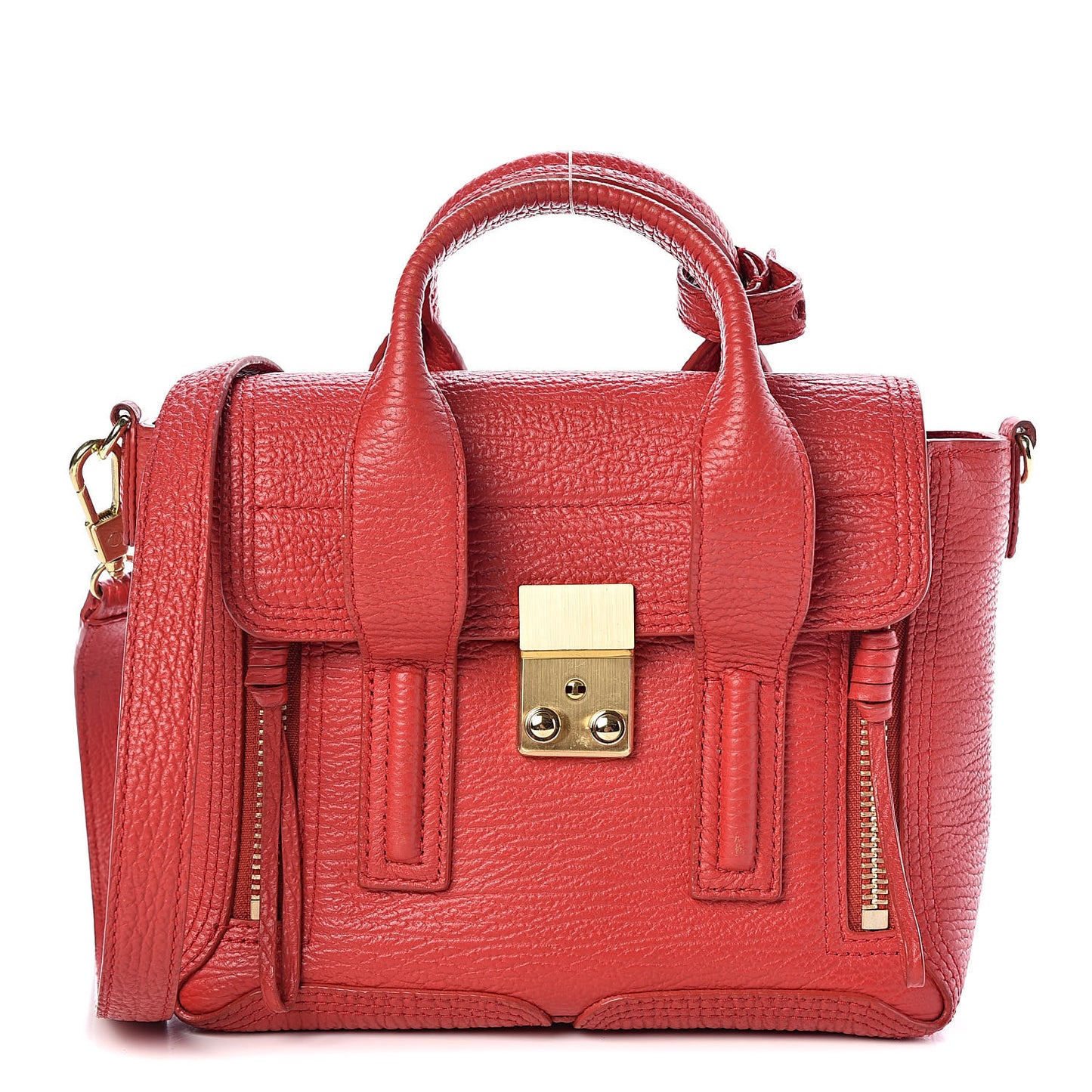 3.1 Textured Calfskin Mini Pashli Satchel Red