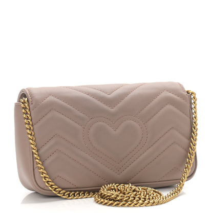 Gucci Calfskin Matelasse Super Mini GG Marmont Shoulder Bag Porcelain Rose 3 of 9