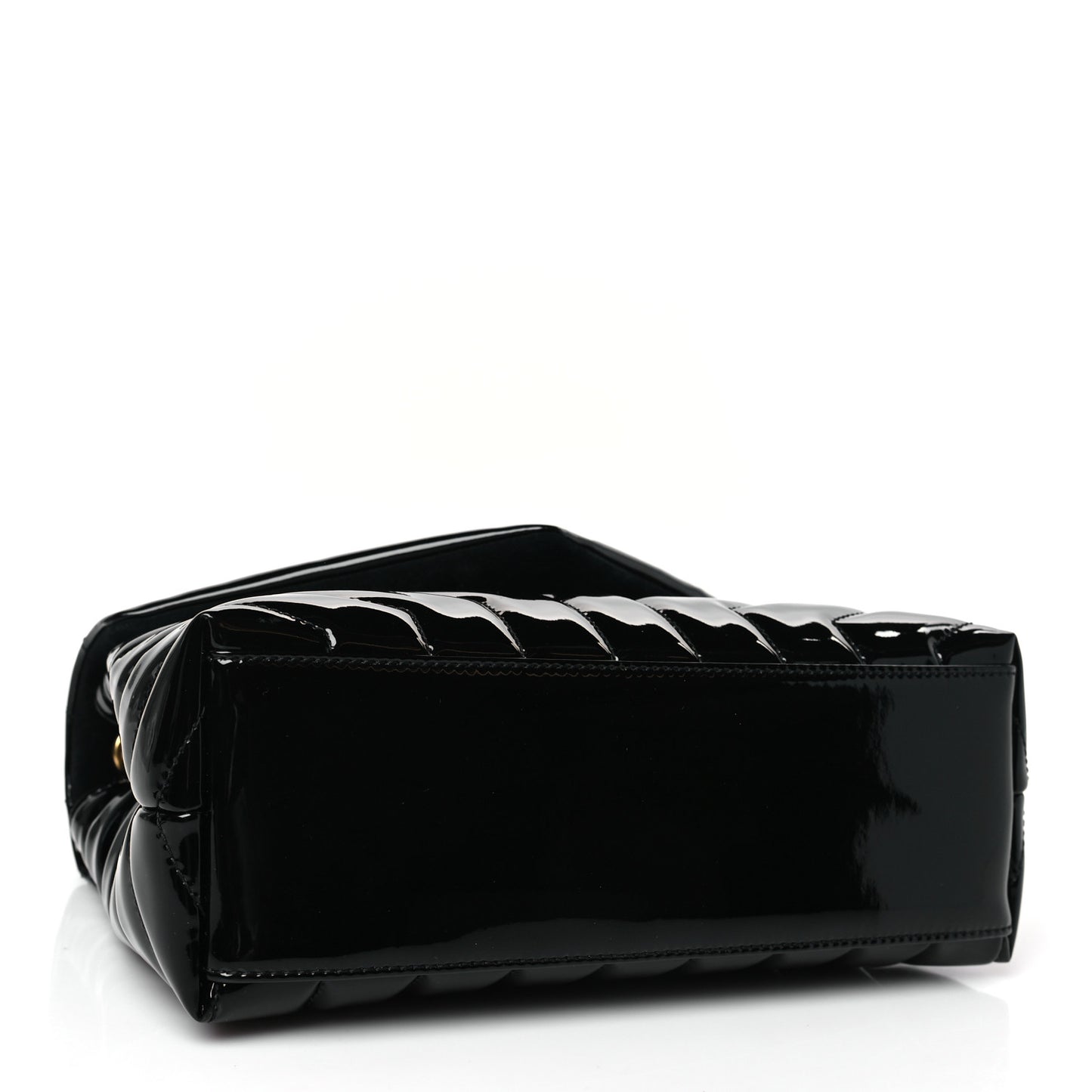 Patent Y Quilted Monogram Small Loulou Chain Satchel Black