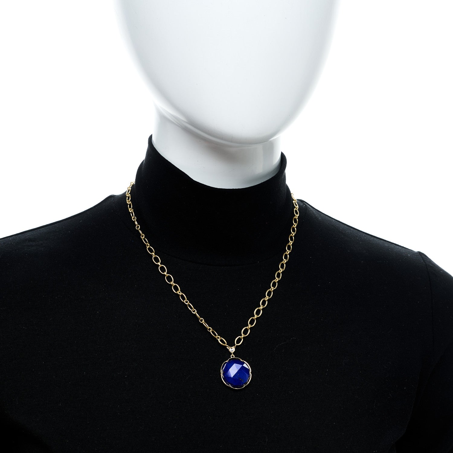 Irene Neuwirth 18K Yellow Gold Diamond Lapis Lazuli Oval Link Large Pendant Necklace 2 of 6