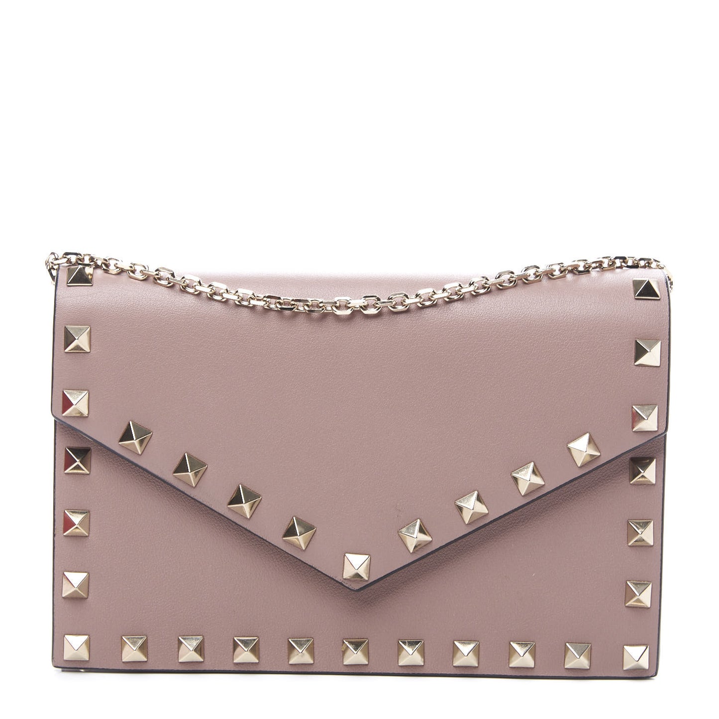 Vitello Rockstud Envelope Wallet on Chain Poudre