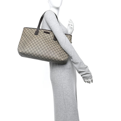 Gucci GG Supreme Monogram Medium Zippered Shopping Tote Dark Brown 2 of 14