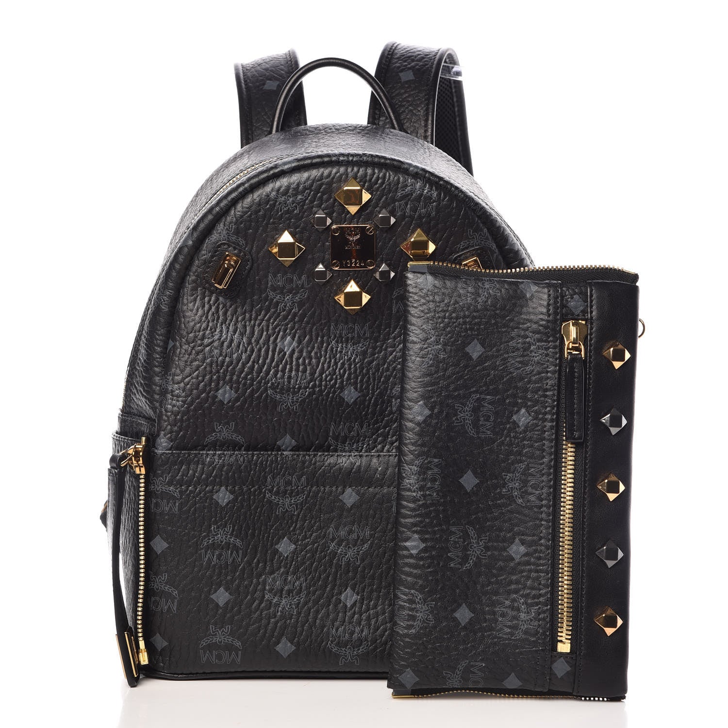 MCM Visetos Studded Small Dual Stark Backpack Black 3 of 10