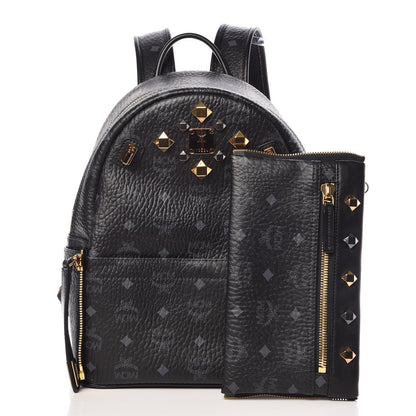 MCM Visetos Studded Small Dual Stark Backpack Black 3 of 10