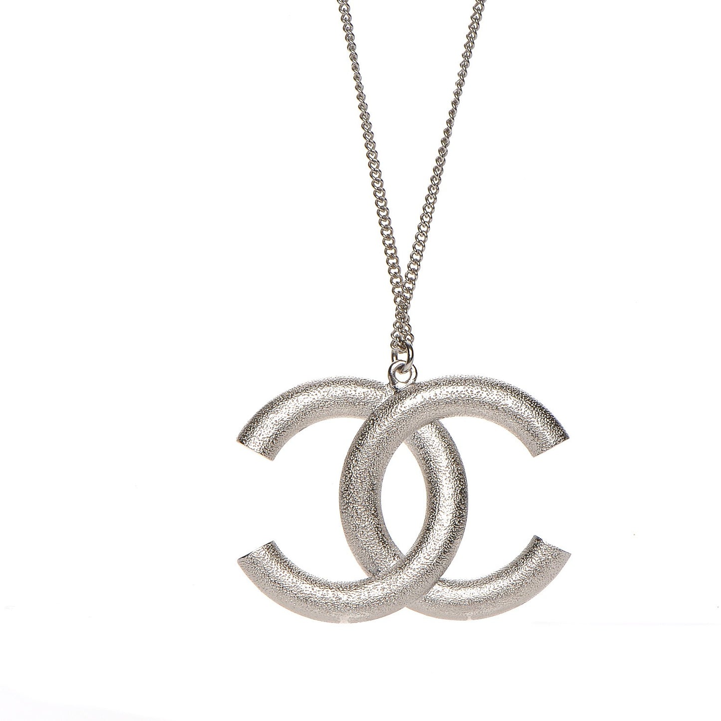 Baguette Crystal Large CC Necklace Silver