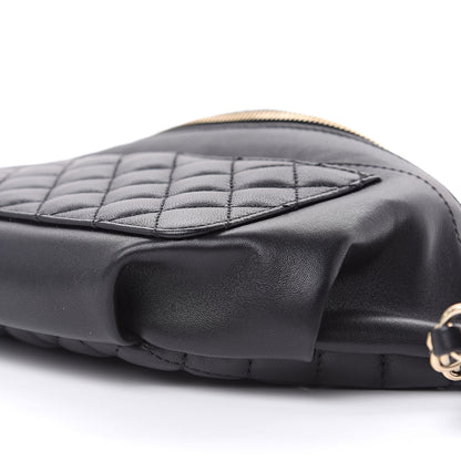 Chanel Lambskin Quilted Waist Bag Fanny Pack Black 9 of 10