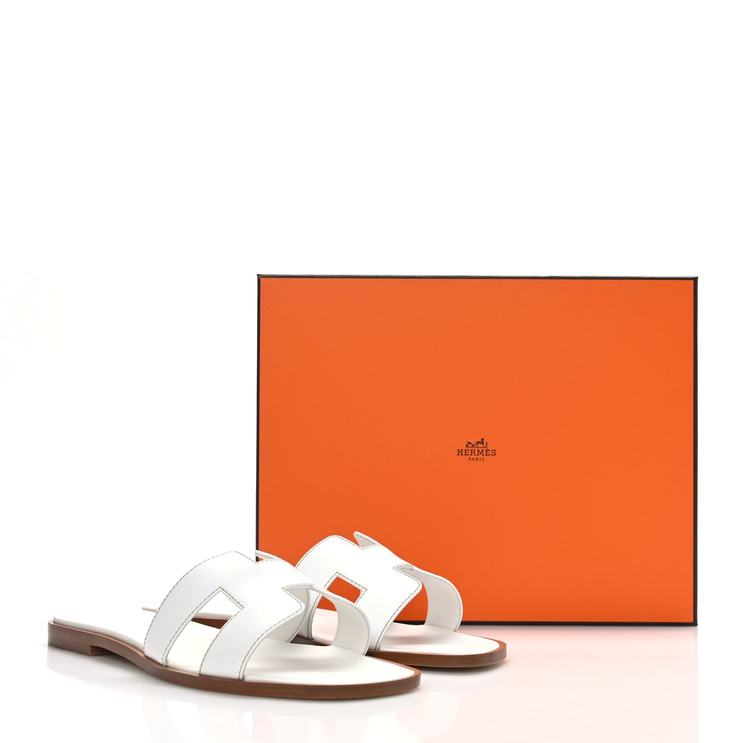 Box Calfskin Oran Sandals 39 White