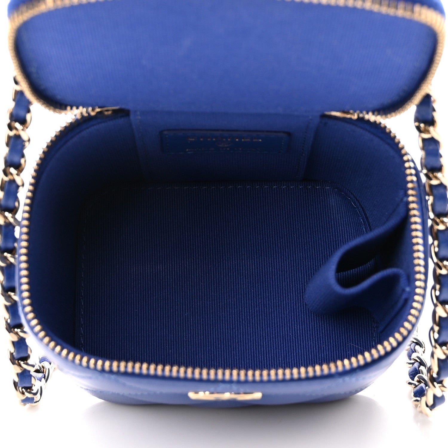 Chanel Lambskin Quilted Top Handle Mini Vanity Case With Chain Blue 5 of 11