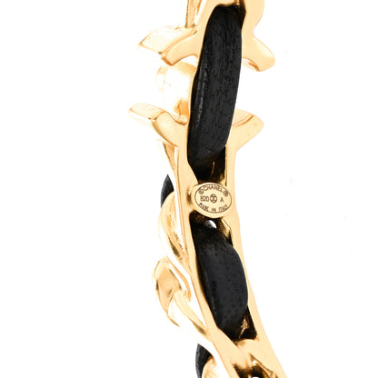 Chanel Lambskin Pearl More Is More CC Chain Hoop Earrings Gold Black 4 of 5